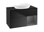 Villeroy und Boch Finion Waschtischunterschrank GA22GKPD 100cm, Abdeckplatte black matt, Emotion, Regale Anthracite matt lacquer, Black matt lacquer