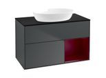 Villeroy und Boch Finion Waschtischunterschrank GA22HBHG 100cm, Abdeckplatte black matt, Emotion, Regale Peony matt lacquer, Midnight Blue Matt Lacquer