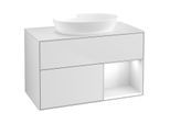 Villeroy und Boch Finion Waschtischunterschrank GA21GFMT 100cm, Abdeckplatte white matt, Emotion, Regale Glossy white lacquer, White matt lacquer