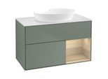 Villeroy und Boch Finion Waschtischunterschrank GA21PCGM 100cm, Abdeckplatte white matt, Emotion, Regale Oak Veneer, Olive Matt Lacquer