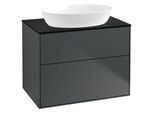 Villeroy und Boch Finion Waschtischunterschrank F99200HG 80x60,3cm, Abdeckplatte black matt, Midnight Blue Matt Lacquer