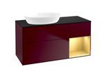 Villeroy und Boch Finion Waschtischunterschrank GA52HFHB 120cm, Abdeckplatte black matt, Emotion, Regale Gold matt lacquer, Peony Matt