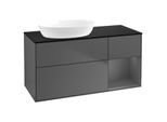 Villeroy und Boch Finion Waschtischunterschrank GA52GKGK 120cm, Abdeckplatte black matt, Emotion, Regale Anthracite matt lacquer, Anthracite matt