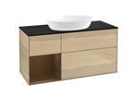 Villeroy und Boch Finion Waschtischunterschrank FA62GNPC 120cm, Abdeckplatte black matt, Regale Walnut Veneer, Oak Veneer