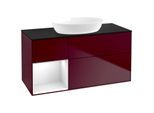 Villeroy und Boch Finion Waschtischunterschrank FA62GFHB 120cm, Abdeckplatte black matt, Regale Glossy white lacquer, Peony Matt