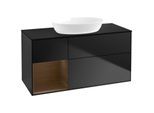 Villeroy und Boch Finion Waschtischunterschrank FA62GNPD 120cm, Abdeckplatte black matt, Regale Walnut Veneer, Black matt lacquer