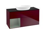 Villeroy und Boch Finion Waschtischunterschrank FA62GMHB 120cm, Abdeckplatte black matt, Regale Olive matt lacquer, Peony Matt
