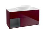 Villeroy und Boch Finion Waschtischunterschrank FA61HGHB 120cm, Abdeckplatte white matt, Regale Midnight matt lacquer, Peony Matt