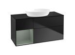 Villeroy und Boch Finion Waschtischunterschrank GA62GMPD 120cm, Abdeckplatte black matt, Emotion, Regale Olive matt lacquer, Black matt lacquer