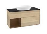 Villeroy und Boch Finion Waschtischunterschrank GA62GNPC 120cm, Abdeckplatte black matt, Emotion, Regale Walnut Veneer, Oak Veneer
