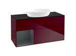 Villeroy und Boch Finion Waschtischunterschrank GA62HGHB 120cm, Abdeckplatte black matt, Emotion, Regale Midnight matt lacquer, Peony Matt
