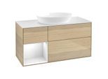 Villeroy und Boch Finion Waschtischunterschrank GA61GFPC 120cm, Abdeckplatte white matt, Emotion, Regale Glossy white lacquer, Oak Veneer