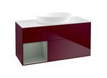 Villeroy und Boch Finion Waschtischunterschrank GA61GMHB 120cm, Abdeckplatte white matt, Emotion, Regale Olive matt lacquer, Peony Matt