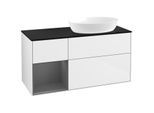 Villeroy und Boch Finion Waschtischunterschrank FA42GKGF 120cm, Abdeckplatte black matt, Regale Anthracite matt lacquer, Glossy white lacquer