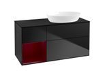 Villeroy und Boch Finion Waschtischunterschrank FA42HBPD 120cm, Abdeckplatte black matt, Regale Peony matt lacquer, Black matt lacquer