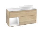 Villeroy und Boch Finion Waschtischunterschrank GA41GFPC 120cm, Abdeckplatte white matt, Emotion, Regale Glossy white lacquer, Oak Veneer