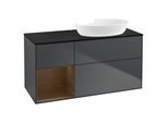 Villeroy und Boch Finion Waschtischunterschrank GA42GNHG 120cm, Abdeckplatte black matt, Emotion, Regale Walnut Veneer, Midnight Blue Matt Lacquer