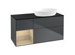Villeroy und Boch Finion Waschtischunterschrank GA42PCHG 120cm, Abdeckplatte black matt, Emotion, Regale Oak Veneer, Midnight Blue Matt Lacquer