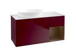 Villeroy und Boch Finion Waschtischunterschrank GA51GNHB 120cm, Abdeckplatte white matt, Emotion, Regale Walnut Veneer, Peony Matt