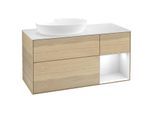 Villeroy und Boch Finion Waschtischunterschrank GA51GFPC 120cm, Abdeckplatte white matt, Emotion, Regale Glossy white lacquer, Oak Veneer