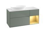 Villeroy und Boch Finion Waschtischunterschrank GA51HFGM 120cm, Abdeckplatte white matt, Emotion, Regale Gold matt lacquer, Olive Matt Lacquer