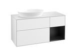 Villeroy und Boch Finion Waschtischunterschrank GA51PDGF 120cm, Abdeckplatte white matt, Emotion, Regale Black matt lacquer, Glossy white lacquer