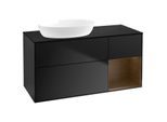 Villeroy und Boch Finion Waschtischunterschrank FA52GNPD 120cm, Abdeckplatte black matt, Regale Walnut Veneer, Black matt lacquer