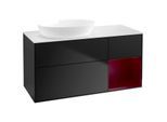 Villeroy und Boch Finion Waschtischunterschrank FA51HBPD 120cm, Abdeckplatte white matt, Regale Peony matt lacquer, Black matt lacquer