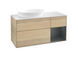 Villeroy und Boch Finion Waschtischunterschrank FA51HGPC 120cm, Abdeckplatte white matt, Regale Midnight matt lacquer, Oak Veneer