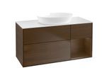 Villeroy und Boch Finion Waschtischunterschrank GA71GNGN 120cm, Abdeckplatte white matt, Emotion, Regale Walnut Veneer, Walnut veneer