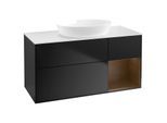 Villeroy und Boch Finion Waschtischunterschrank GA71GNPD 120cm, Abdeckplatte white matt, Emotion, Regale Walnut Veneer, Black matt lacquer