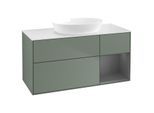 Villeroy und Boch Finion Waschtischunterschrank GA71GKGM 120cm, Abdeckplatte white matt, Emotion, Regale Anthracite matt lacquer, Olive Matt Lacquer