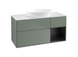 Villeroy und Boch Finion Waschtischunterschrank GA71PDGM 120cm, Abdeckplatte white matt, Emotion, Regale Black matt lacquer, Olive Matt Lacquer