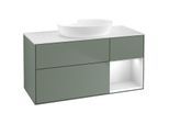Villeroy und Boch Finion Waschtischunterschrank FA71MTGM 120cm, Abdeckplatte white matt, Regale White matt lacquer, Olive Matt Lacquer