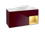 Villeroy und Boch Finion Waschtischunterschrank FA71HFHB 120cm, Abdeckplatte white matt, Regale Gold matt lacquer, Peony Matt