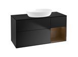 Villeroy und Boch Finion Waschtischunterschrank FA72GNPD 120cm, Abdeckplatte black matt, Regale Walnut Veneer, Black matt lacquer