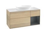 Villeroy und Boch Finion Waschtischunterschrank FA71HGPC 120cm, Abdeckplatte white matt, Regale Midnight matt lacquer, Oak Veneer
