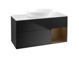Villeroy und Boch Finion Waschtischunterschrank FA71GNPD 120cm, Abdeckplatte white matt, Regale Walnut Veneer, Black matt lacquer