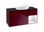 Villeroy und Boch Finion Waschtischunterschrank GA72GFHB 120cm, Abdeckplatte black matt, Emotion, Regale Glossy white lacquer, Peony Matt