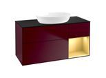 Villeroy und Boch Finion Waschtischunterschrank GA72HFHB 120cm, Abdeckplatte black matt, Emotion, Regale Gold matt lacquer, Peony Matt