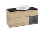 Villeroy und Boch Finion Waschtischunterschrank GA72GKPC 120cm, Abdeckplatte black matt, Emotion, Regale Anthracite matt lacquer, Oak Veneer