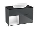 Villeroy und Boch Finion Waschtischunterschrank FA12MTHG 100cm, Abdeckplatte black matt, Regale White matt lacquer, Midnight Blue Matt Lacquer