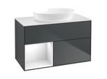 Villeroy und Boch Finion Waschtischunterschrank FA11GFHG 100cm, Abdeckplatte white matt, Regale Glossy white lacquer, Midnight Blue Matt Lacquer