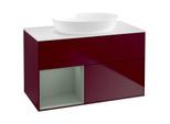 Villeroy und Boch Finion Waschtischunterschrank FA11GMHB 100cm, Abdeckplatte white matt, Regale Olive matt lacquer, Peony Matt