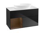 Villeroy und Boch Finion Waschtischunterschrank FA11GNPD 100cm, Abdeckplatte white matt, Regale Walnut Veneer, Black matt lacquer