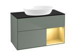 Villeroy und Boch Finion Waschtischunterschrank FA22HFGM 100cm, Abdeckplatte black matt, Regale Gold matt lacquer, Olive Matt Lacquer