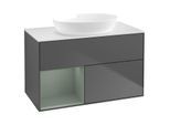 Villeroy und Boch Finion Waschtischunterschrank GA11GMGK 100cm, Abdeckplatte white matt, Emotion, Regale Olive matt lacquer, Anthracite matt