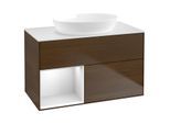 Villeroy und Boch Finion Waschtischunterschrank GA11MTGN 100cm, Abdeckplatte white matt, Emotion, Regale White matt lacquer, Walnut veneer