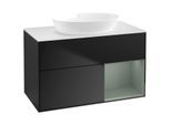 Villeroy und Boch Finion Waschtischunterschrank FA21GMPD 100cm, Abdeckplatte white matt, Regale Olive matt lacquer, Black matt lacquer