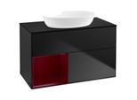 Villeroy und Boch Finion Waschtischunterschrank GA12HBPD 100cm, Abdeckplatte black matt, Emotion, Regale Peony matt lacquer, Black matt lacquer